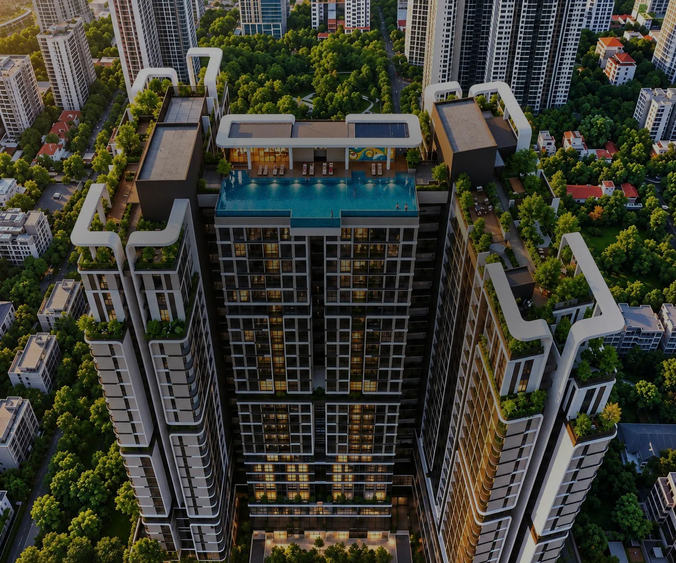 Happy One Elite — hồ bơi trên không nhìn từ trên cao