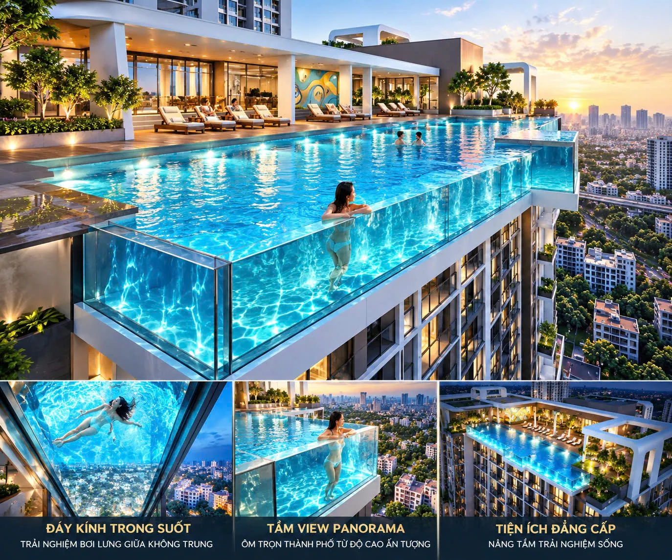 Hồ bơi đáy kính trong suốt tại Happy One Elite