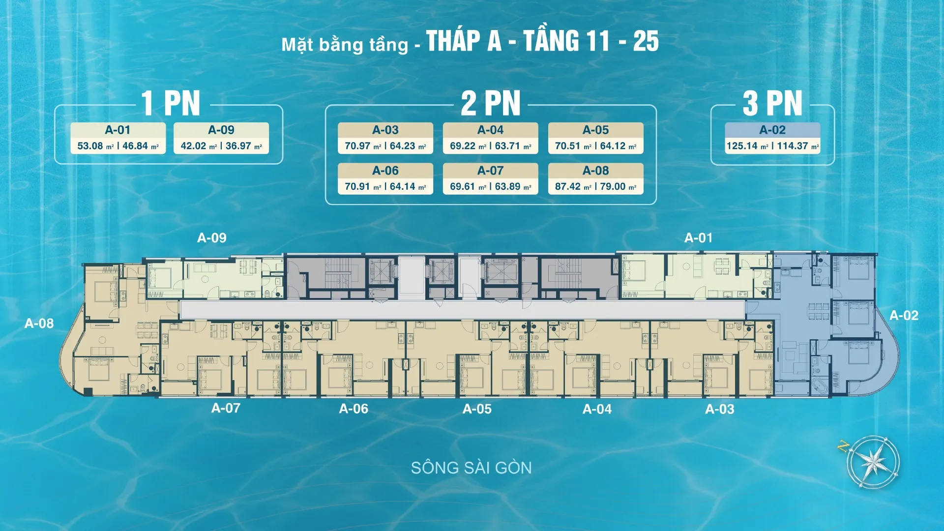 Mặt bằng tháp A tầng 12 — Serena Riverside