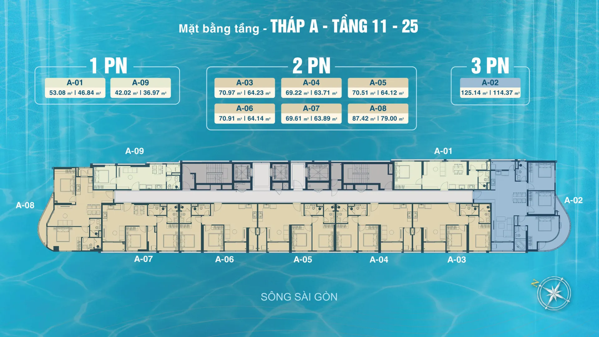 Tháp A · tầng 11–25